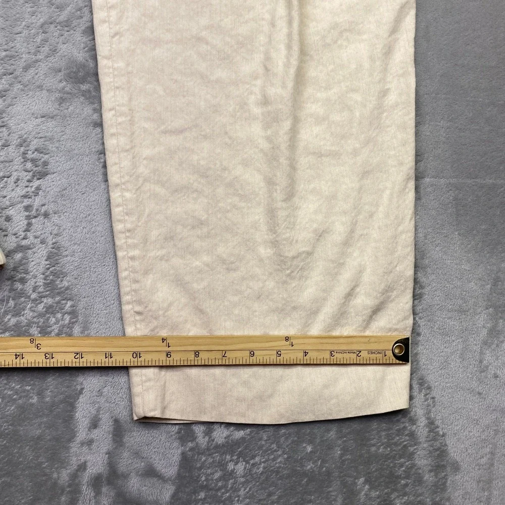 Banana Republic Womens Beige Pleated Linen Wide Leg Trousers Size 14 Cream Pants